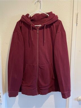 WSS Mens Full Zip Hoodie Sweatshirt 2XL Big & Tall Burgundy Maroon Cotton Blend